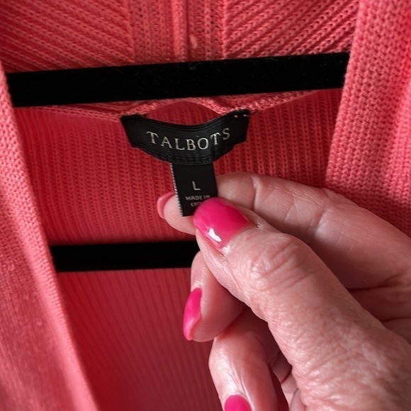 NWOT Talbots Women’s Coral Cardigan With Side Zippers Size Large - Picture 2 of 7